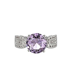 Silver-Tone Amethyst Accent Ring