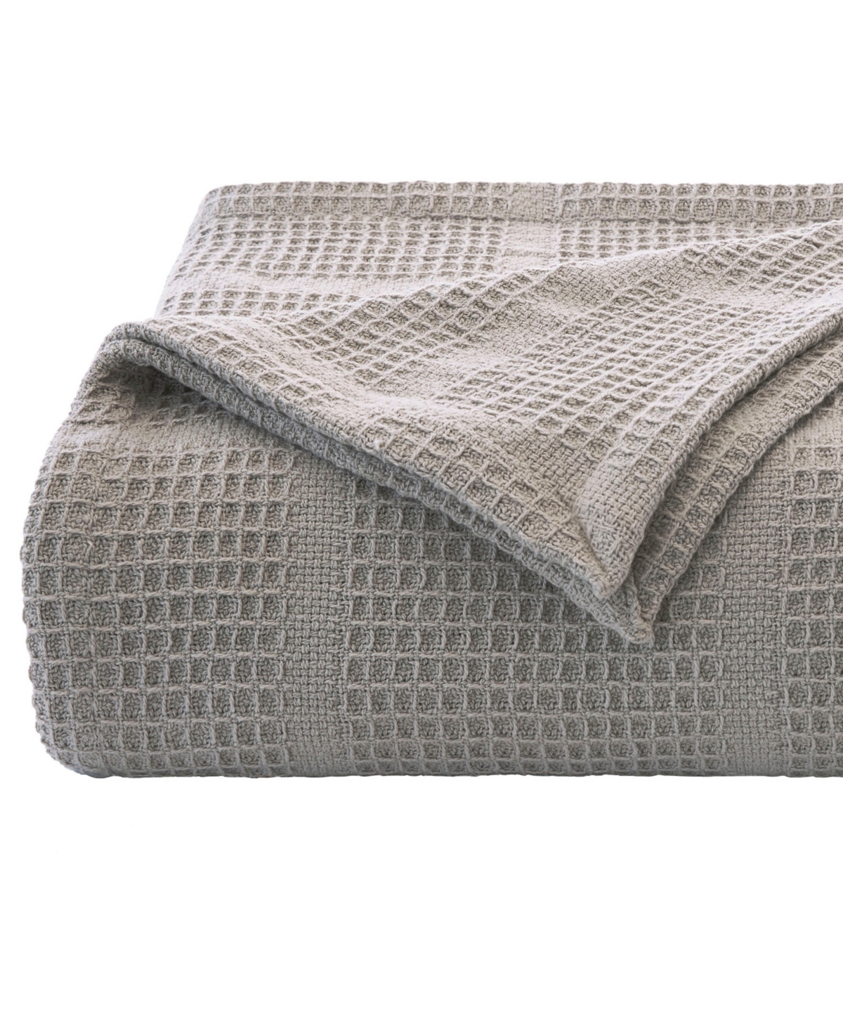 Kenneth Cole New York Essentials Waffle Grid Cotton Dobby Blanket, King In Grey
