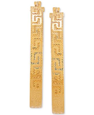 Medium Greek Key Hoop Earrings in 14k Gold, 30mm