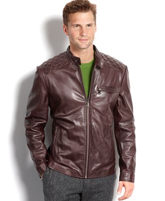 Marc New York Jacket, Quincy Glove Leather Jacket with Quilted Patch ...