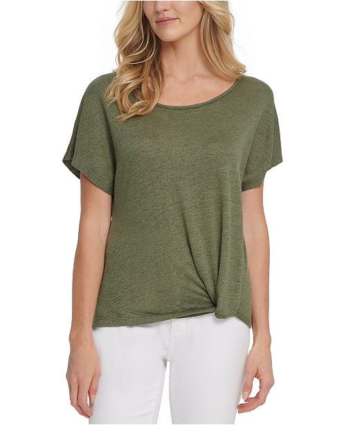 DKNY Jeans Knot-Front T-Shirt & Reviews - Tops - Women - Macy's