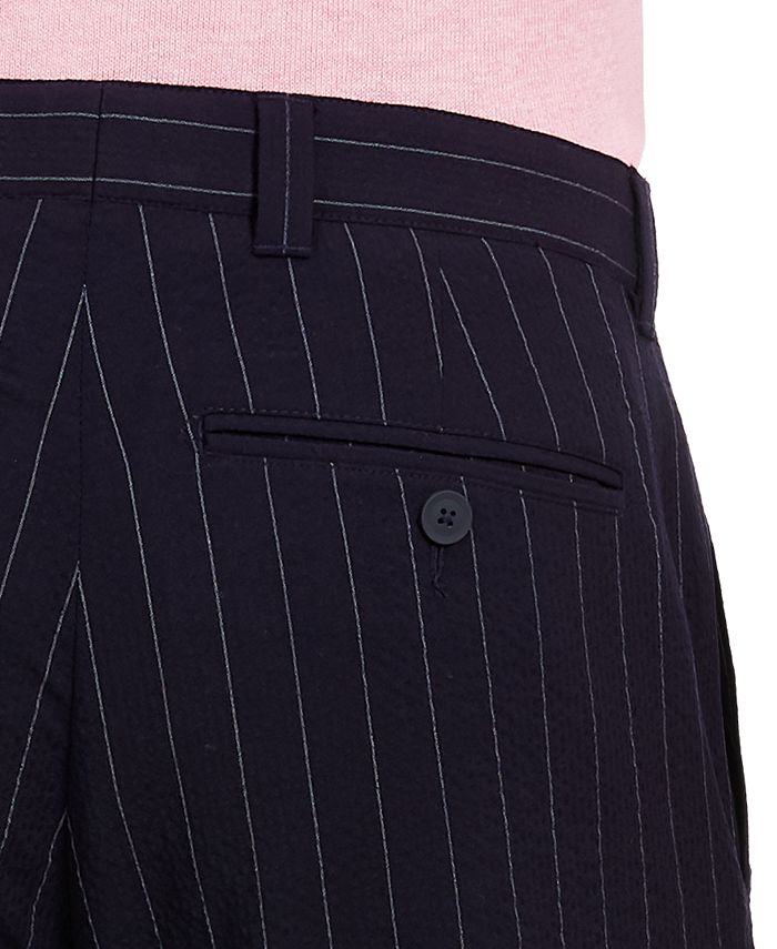 DKNY Men's Slim-Fit Stretch Navy Blue Seersucker Stripe Suit Pants - Macy's