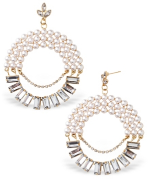 image of Statement Accessories Imitation Pearl and Stone Statement Earrings