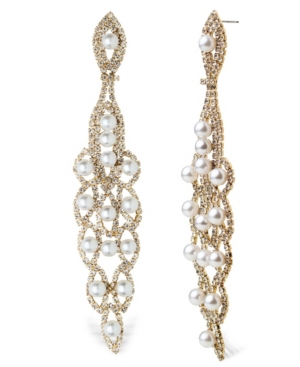 image of Statement Accessories Small Stone and Imitation Pearl Statement Earrings