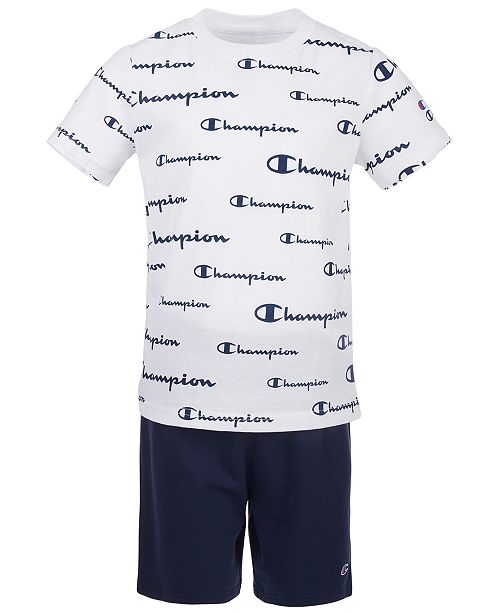 Champion Toddler Boys 2 Pc Script Logo T Shirt Logo Shorts Set
