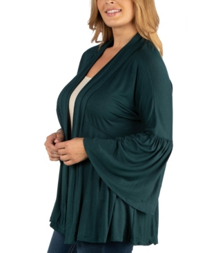 24Seven Comfort Apparel Long Flared Sleeve Open Front Plus Size Cardigan
