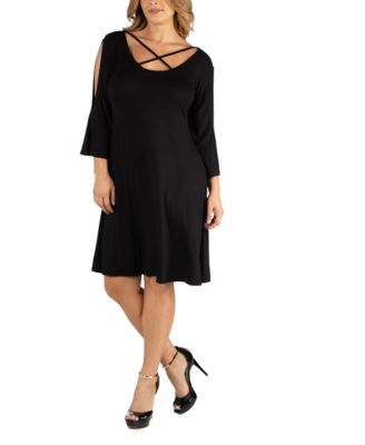 cold shoulder black dress plus size
