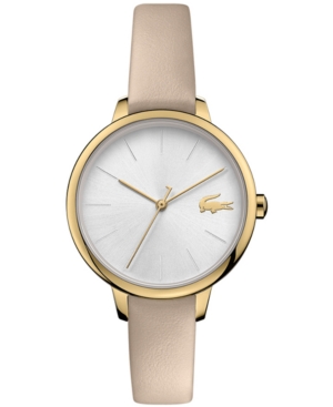 LACOSTE WOMEN'S CANNES TAUPE LEATHER STRAP WATCH 34MM WOMEN'S SHOES