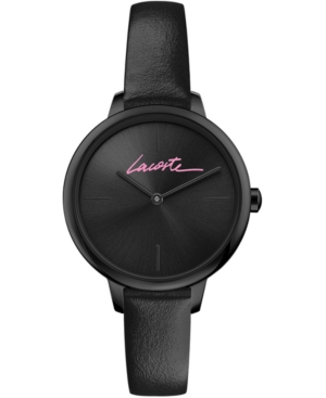 image of Lacoste Women-s Swiss Cannes Urban Black Leather Strap Watch 34mm