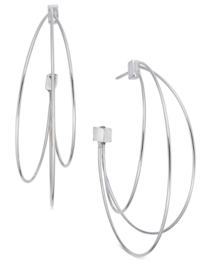 image of Inc Silver-Tone Triple-Wire Open Hoop Earrings 1.81