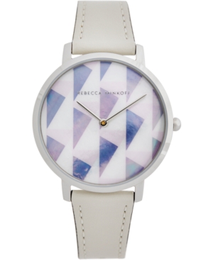 image of Rebecca Minkoff Women-s Major Optic White Leather Strap Watch 35mm