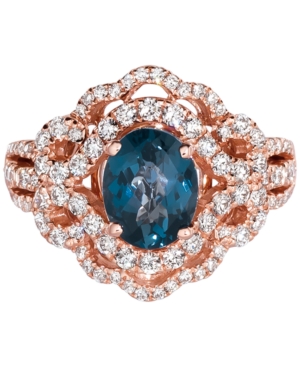image of Le Vian Deep Sea Blue Topaz (1-3/4 ct. t.w.) & Diamond (7/8 ct. t.w.) Ring in 14k Rose Gold