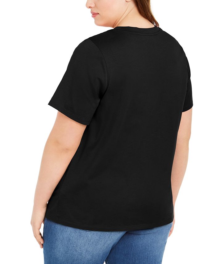Michael Kors Plus Size Floral Logo Cotton T-Shirt & Reviews - Tops ...
