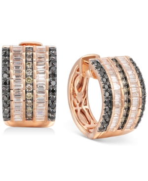 image of Le Vian Exotics Multi-Row Diamond Hoop Earrings (1-3/8 ct. t.w.) in 14k Rose Gold