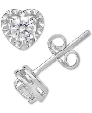 image of Certified Diamond Heart Stud Earrings (1/2 ct. t.w.) in 14k White Gold (Also Available in Yellow or Rose Gold)
