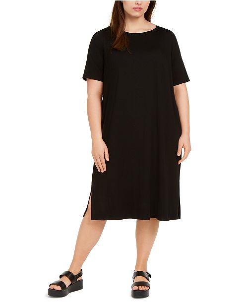 Eileen Fisher Plus Size Round-Neck Shift Dress & Reviews - Dresses ...