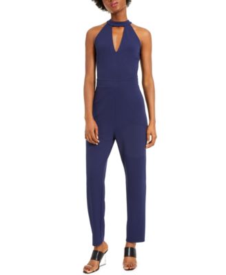 macy's blue jumpsuit