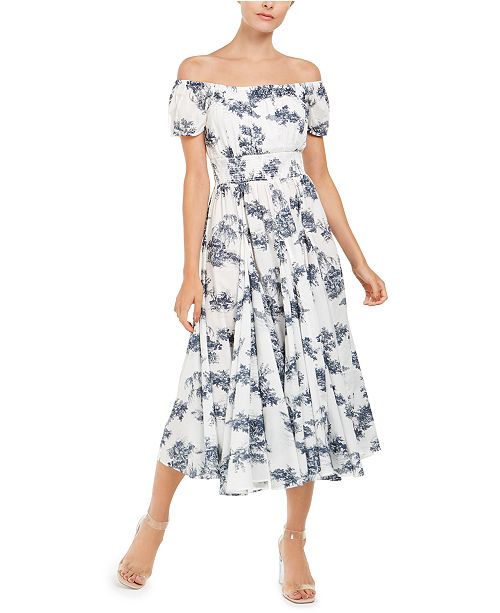 Inc Toile Print Off The Shoulder Midi Dress Created For Macy S