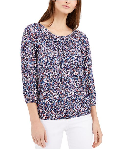 Michael Kors Dainty Blooms Peasant Top Reviews Tops Women