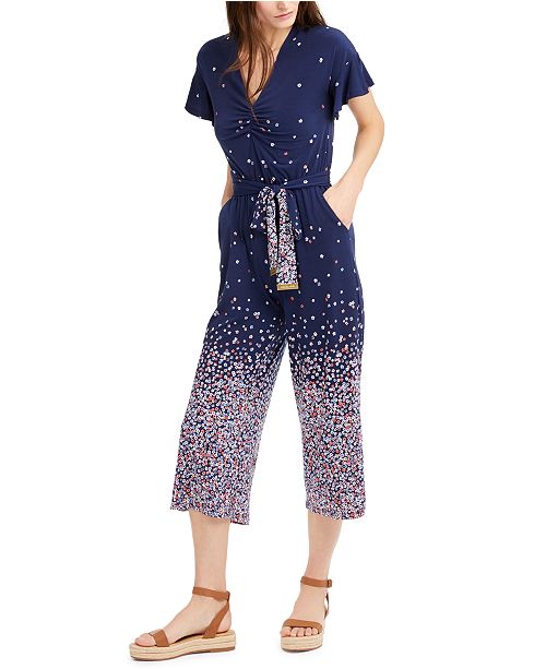 Michael Kors Belted Floral Ombre Jumpsuit Regular Petite Sizes