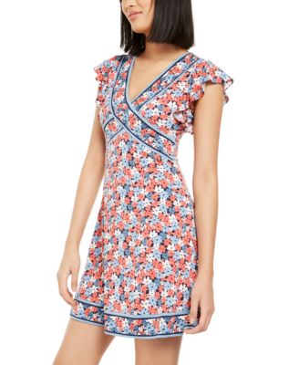 Michael Kors Printed Flutter-Sleeve Mini Dress