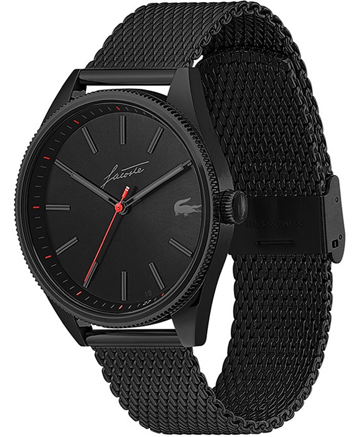 Lacoste Men s Heritage Black Stainless Steel Mesh Bracelet Watch 42mm 