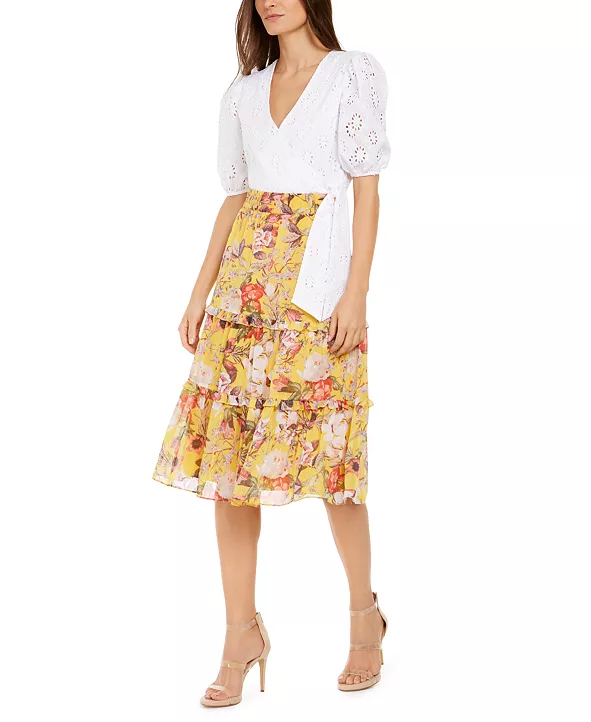 INC Tiered Floral Midi Skirt, Created for Macy's