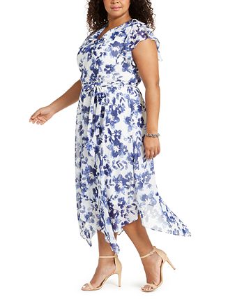 Jessica Howard Plus Size Ruffled Chiffon Midi Dress - Macy's