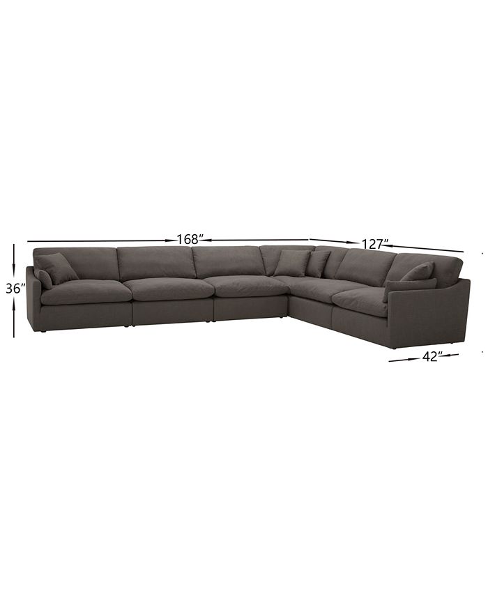 Furniture CLOSEOUT! Joud 6Pc. Fabric "L" Shaped Modular Sofa, Created