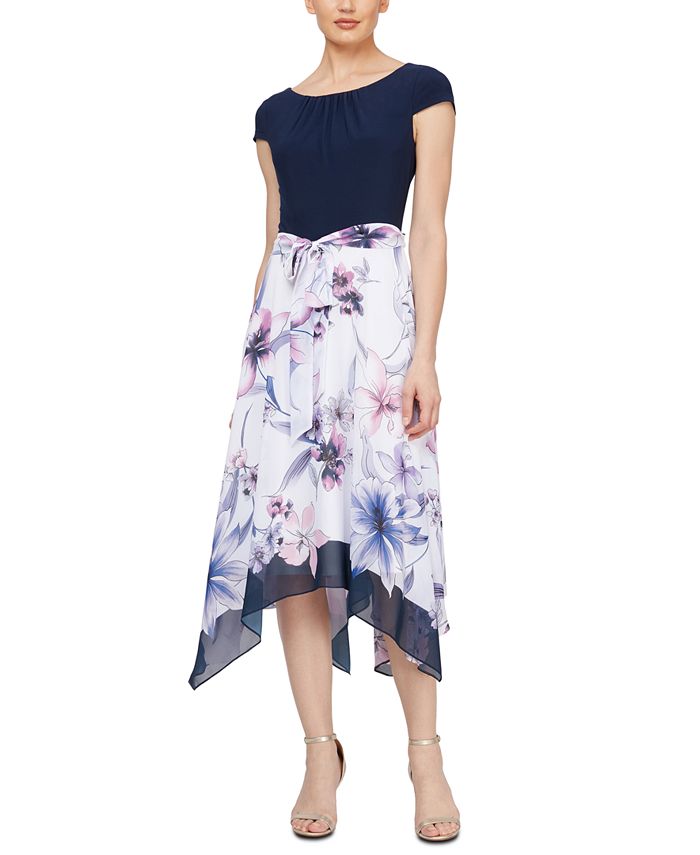 SL Fashions Handkerchief Hem Midi Dress Macy s