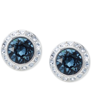 image of Swarovski Silver-Tone Crystal Halo Stud Earrings