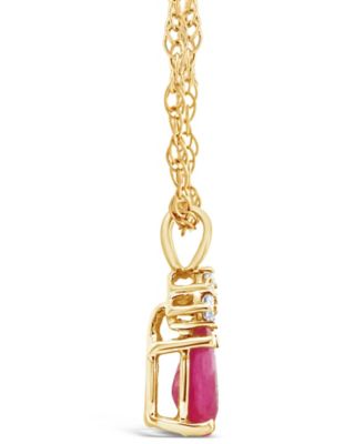 Ruby (1/2 ct. t.w.) and Diamond Accent Pendant Necklace in 14k Yellow Gold (Also in Sapphire & Emerald)
