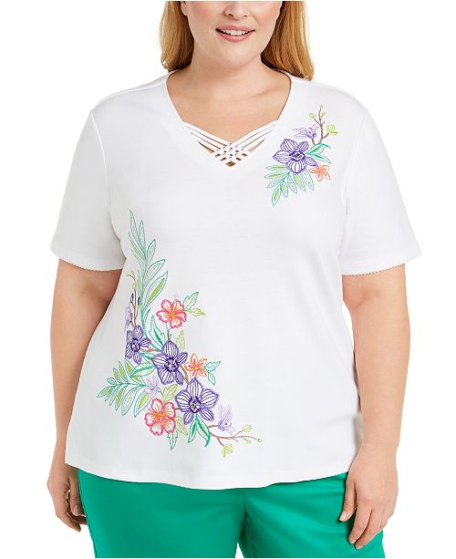 Alfred Dunner Plus Size Costa Rica Embellished Top Reviews