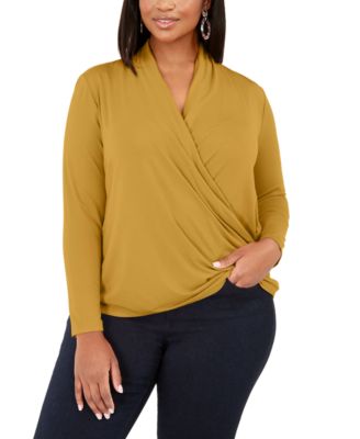 INC International Concepts - Plus Size Surplice-Front Top