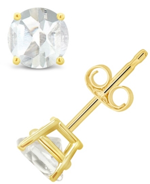 image of White Topaz (1-1/8 ct. t.w.) Stud Earrings in 14K White or Yellow Gold