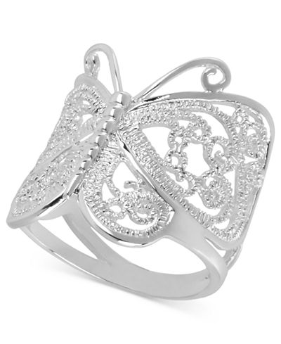 Touch of Silver Silver-Plated Ring, Butterfly Ring