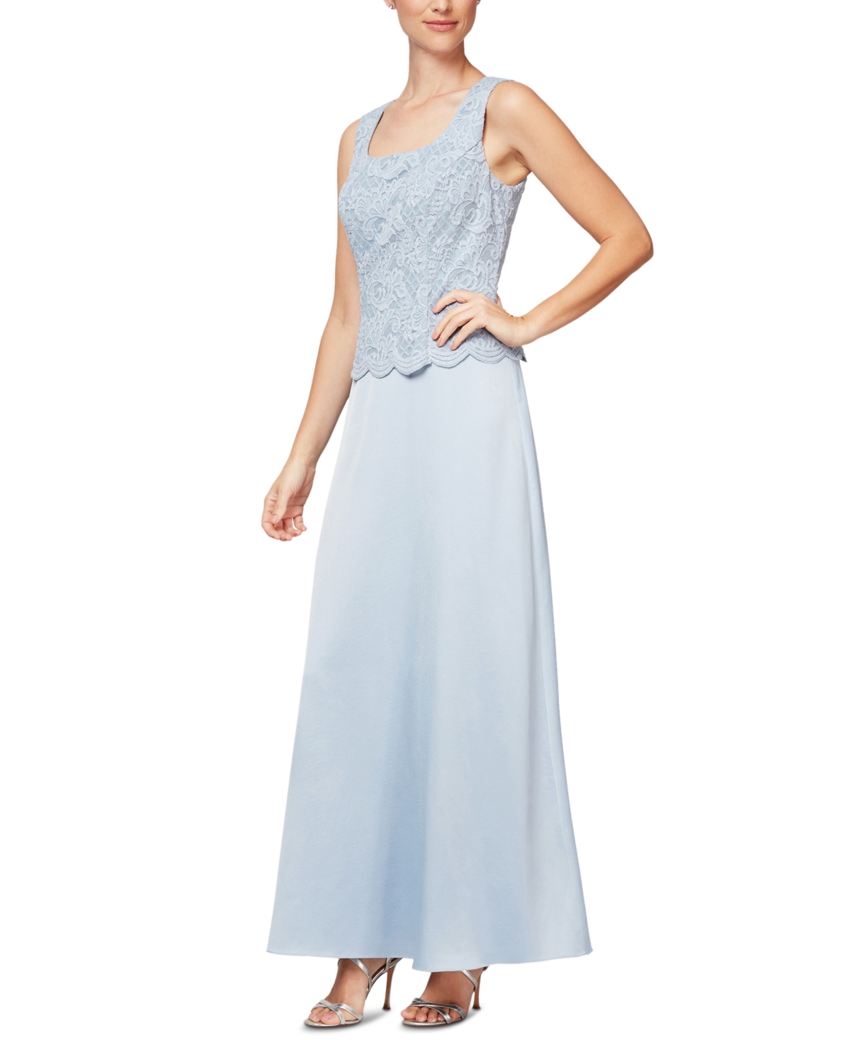 Alex Evenings Lace Jacket & Lace-Top Gown