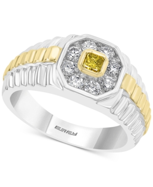 image of Effy Men-s Diamond Halo Two-Tone Ring (5/8 ct. t.w.) in 14k Gold & White Gold