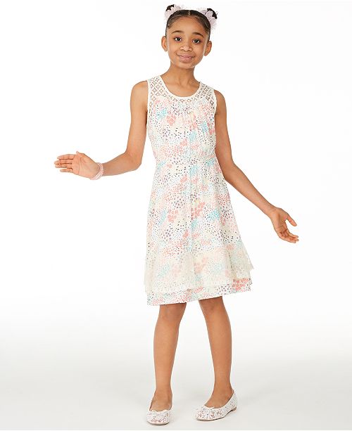 Epic Threads Big Girls Ditsy Printed Challis Dress, Created for Macy's ...