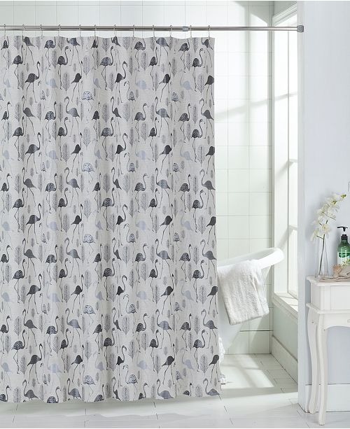 Dainty Home Flamingo Tropical Pattern Fabric Shower Curtain