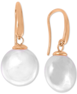 image of Majorica Sterling Silver Imitation Pearl Coin Drop Earrings