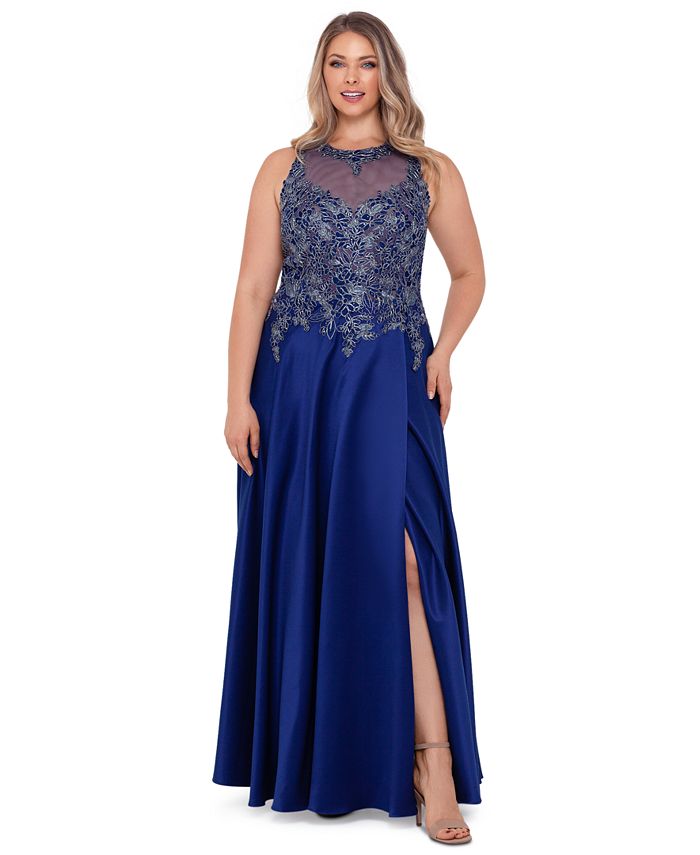 Xscape plus size embroidered gown top