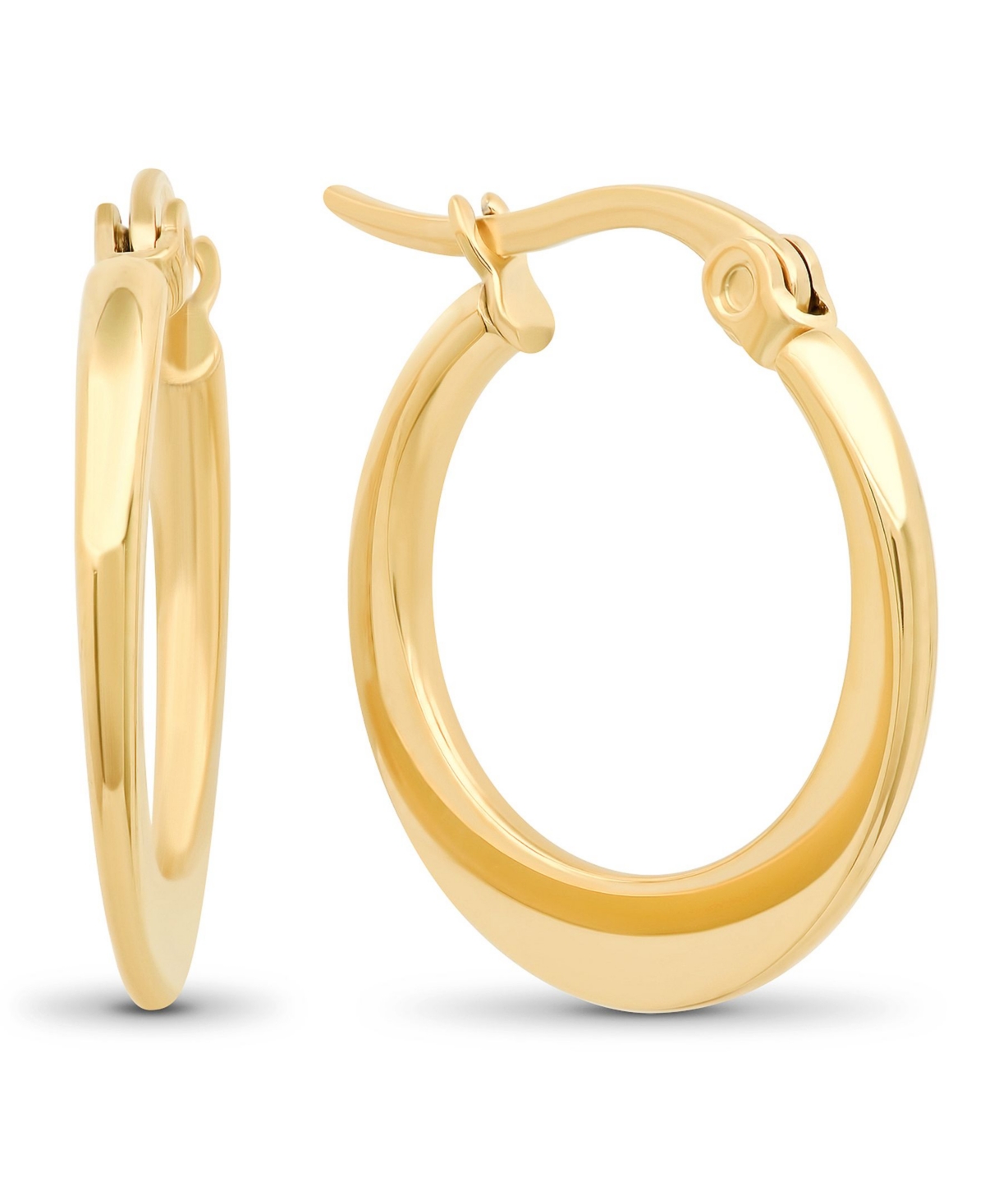 18K Gold Plated Stainless Steel Flat Hoop Earrings - Gold-Plated