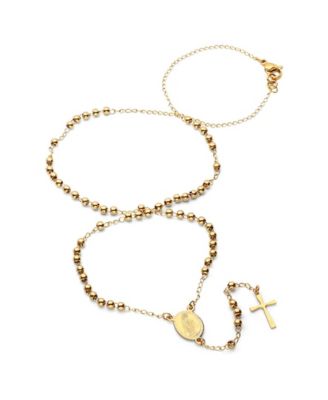 Ladies 18K Micron Gold Plated Stainless Steel Prayer Beaded Rosary