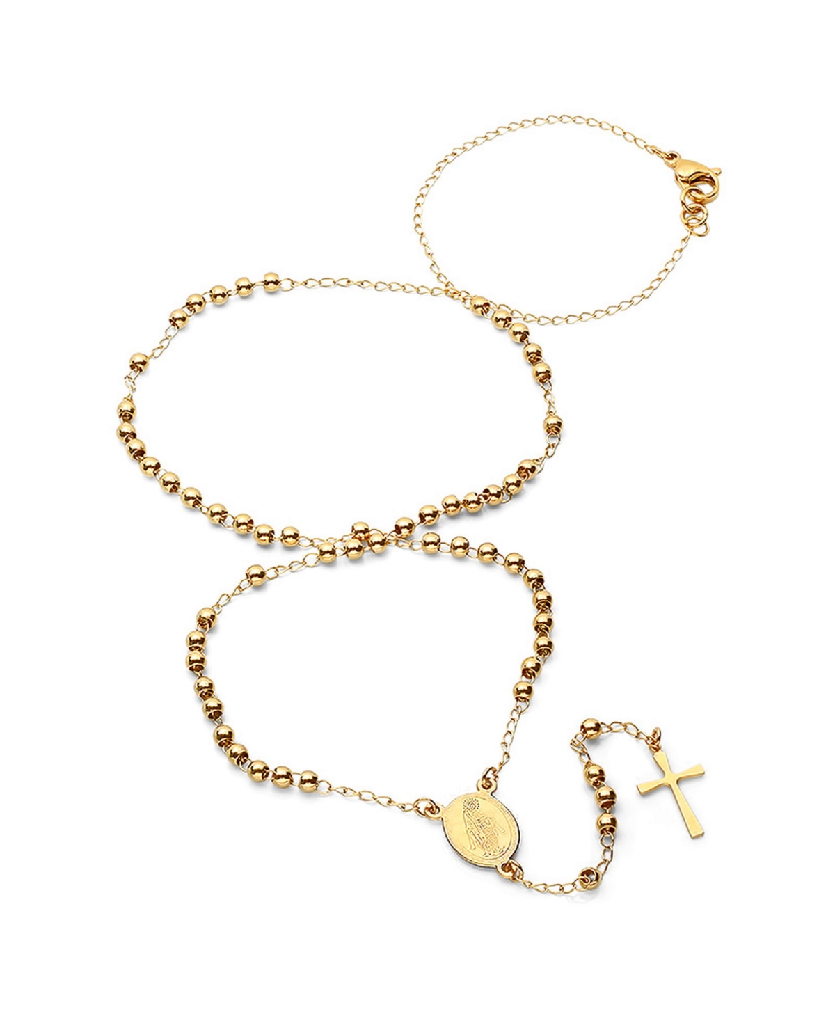 Steeltime Ladies 18K Micron Gold Plated Stainless Steel Prayer Beaded Rosary