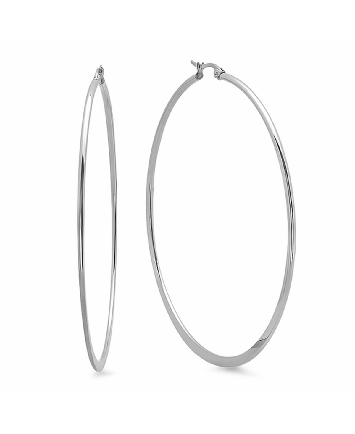 Stainless Steel Hoop Earrings - Silver-Plated