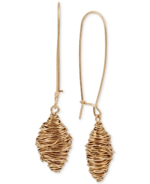 image of Robert Lee Morris Soho Gold-Tone Sculptural Wire Ball Linear Drop Earrings