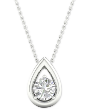 image of Diamond Solitaire Teardrop Pendant Necklace (1/3 ct. t.w.) in 14k White Gold, 16