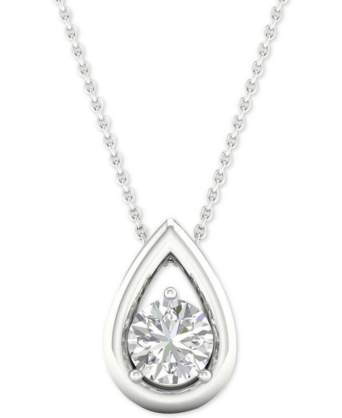 Macy's Diamond Solitaire Teardrop Pendant Necklace (1/3 ct. t.w.) in