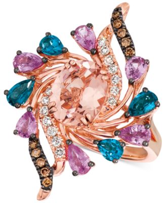 Le Vian - Multi Gemstone (3 1/2 ct. t.w.) and Diamond (1/3 ct. t.w.) Ring in 14k Rose Gold